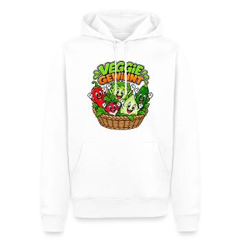 Veggie Gewinnt: Bunte Gemüsefreude - Männer Premium Bio Hoodie - Weiß - Vorne - Nico (187cm)
