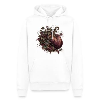 Dunkler Kürbis mit Efeu - Männer Premium Bio Hoodie - Weiß - Vorne - Nico (187cm)