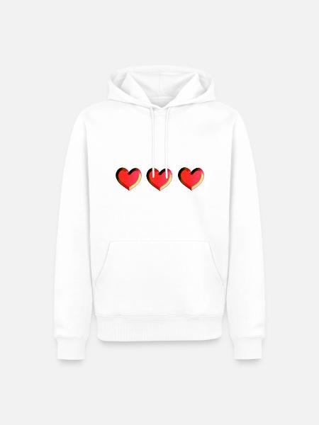 three hearts red glitter - Men’s Premium Organic Hoodie - white