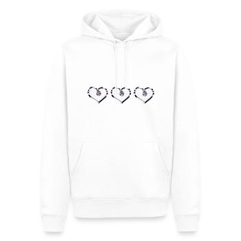 trois cœurs violet brillant - Sweat à capuche Premium bio Homme - blanc - Devant - Nico (187cm)