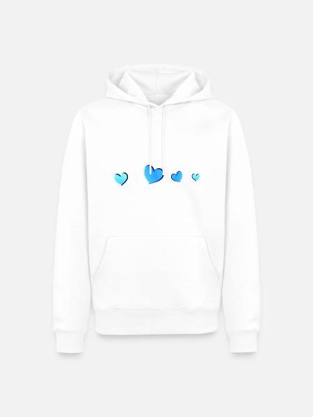 tre blå hjerter symbol kærlighed glitter - Herre Premium økologisk hoodie - hvid