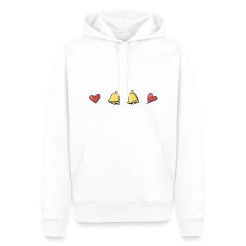 cœur coeur amour cloche cloche cloche - Sweat à capuche Premium bio Homme - blanc - Devant - Nico (187cm)