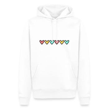HERZ. HERZ. VALENTINSTAG. LIEBE. LIEBE. HERZ - Männer Premium Bio Hoodie - Weiß - Vorne - Nico (187cm)