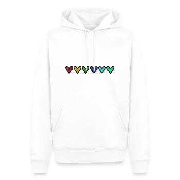 HERZ. HERZ. VALENTINSTAG. LIEBE. LIEBE. HERZ - Männer Premium Bio Hoodie - Weiß - Vorne - Nico (187cm)