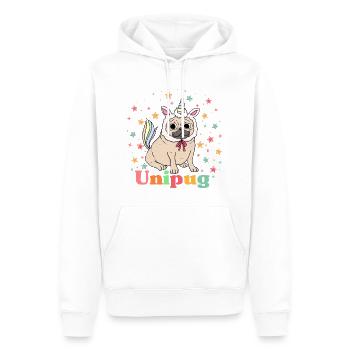 Unipug-Grafik - Männer Premium Bio Hoodie - Weiß - Vorne - Nico (187cm)