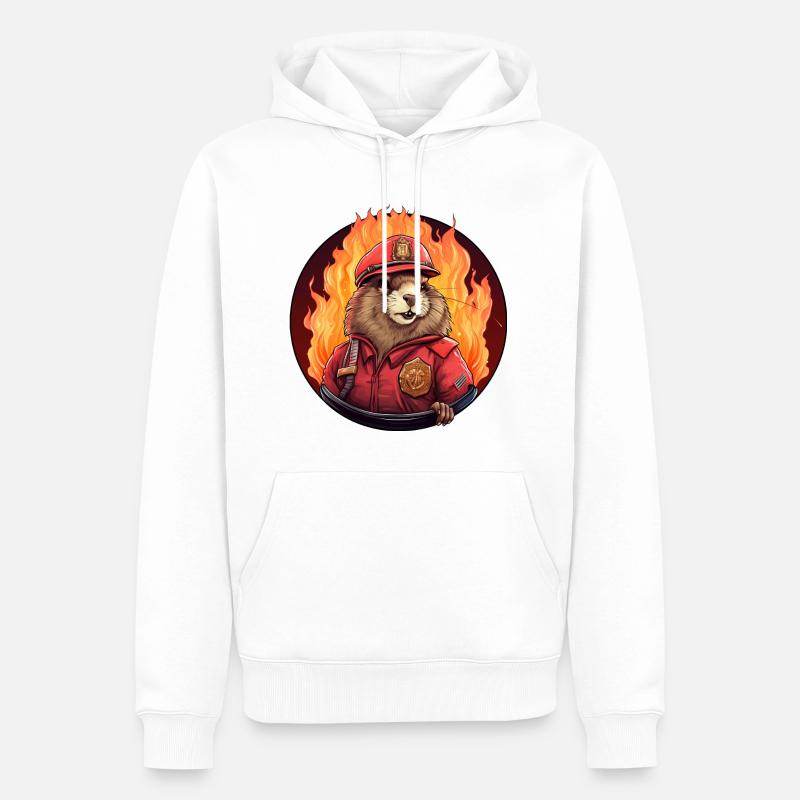 Pompiers Castor - Sweat à capuche Premium bio Homme - blanc