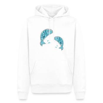 poissons poissons animaux eau signe du zodiaque symbole - Sweat à capuche Premium bio Homme - blanc - Devant - Nico (187cm)
