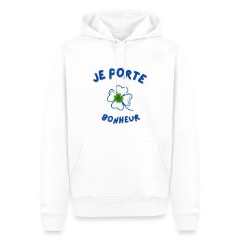 je porte bonheur - Sweat à capuche Premium bio Homme - blanc - Devant - Nico (187cm)