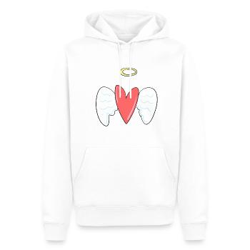 ange cœur rouge protéger l’amour anges gardiens anges - Sweat à capuche Premium bio Homme - blanc - Devant - Nico (187cm)