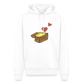 coffre au trésor symbole cœurs au trésor rouge - Sweat à capuche Premium bio Homme - blanc - Devant - Nico (187cm)