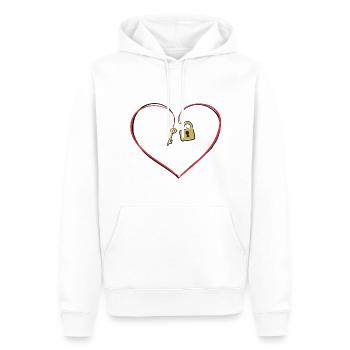 symbole d’amour de la clé de verrouillage du cœur rouge - Sweat à capuche Premium bio Homme - blanc - Devant - Nico (187cm)