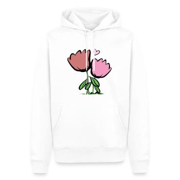 Deux fleurs plantes roses symbole feuilles - Sweat à capuche Premium bio Homme - blanc - Devant - Nico (187cm)