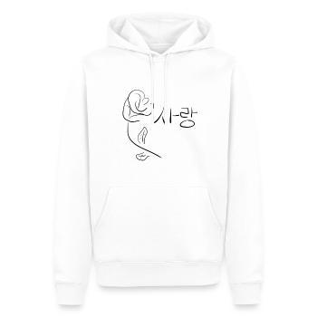 wort liebe koreanisch blume symbol zeichen - Männer Premium Bio Hoodie - Weiß - Vorne - Nico (187cm)