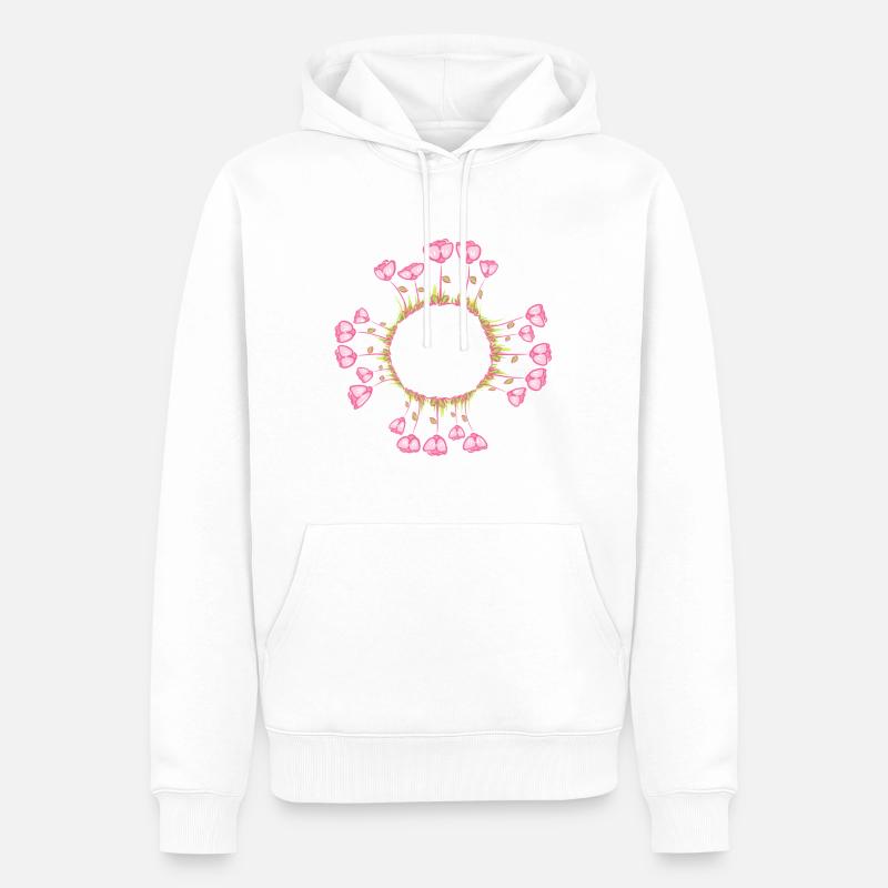 cercle fleurs naturelles roses rose - Sweat à capuche Premium bio Homme - blanc