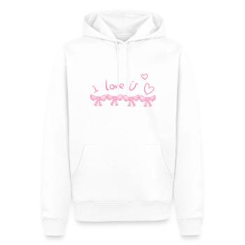 Je t’aime coeur conception de ligne de broyage - Sweat à capuche Premium bio Homme - blanc - Devant - Nico (187cm)