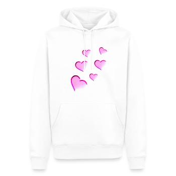 Pink Heart Pattern Coeur Rose Amour - Sweat à capuche Premium bio Homme - blanc - Devant - Nico (187cm)