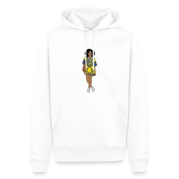 Fashion femme noire afro - Sweat à capuche Premium bio Homme - blanc - Devant - Nico (187cm)