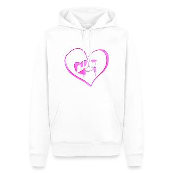 Symbol heart couple couple pink - Men’s Premium Organic Hoodie - white - Front - Nico (187cm)