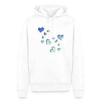 Motif Cœur Coeur Symbole Bleu Paillettes Turquoise - Sweat à capuche Premium bio Homme - blanc - Devant - Nico (187cm)