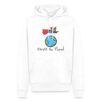 rette den Planeten erde symbol held fliegen - Männer Premium Bio Hoodie - Weiß - Vorne - Nico (187cm)