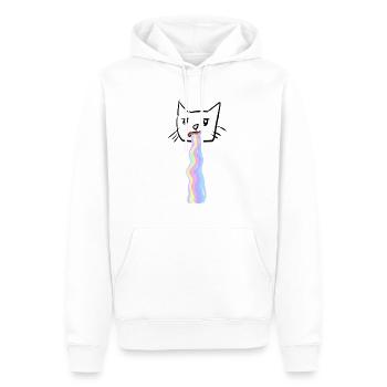 Arc-en-ciel caca chat animal mignon drôle - Sweat à capuche Premium bio Homme - blanc - Devant - Nico (187cm)