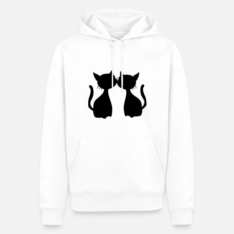 zwei Katzen Symbol Freunde Katze - Männer Premium Bio Hoodie - Weiß