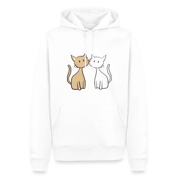 Chats Amoureux cher couple de chats - Sweat à capuche Premium bio Homme - blanc - Devant - Nico (187cm)