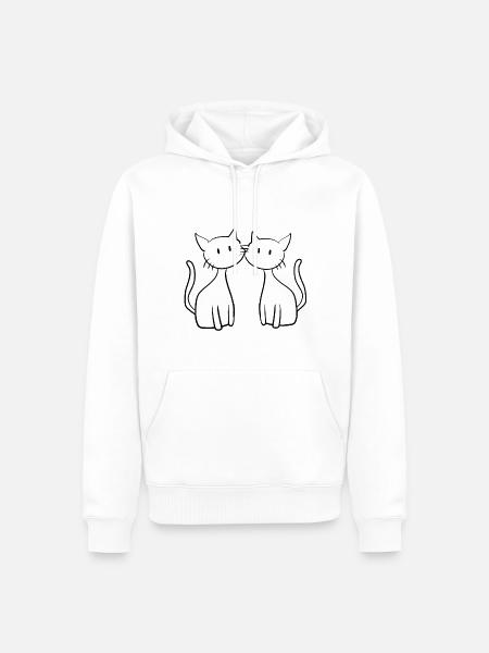 zwei Katzen Freunde süß - Männer Premium Bio Hoodie - Weiß