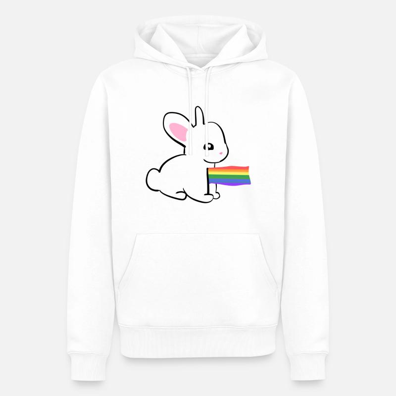 Symbole lapin drapeau LGBT - Sweat à capuche Premium bio Homme - blanc
