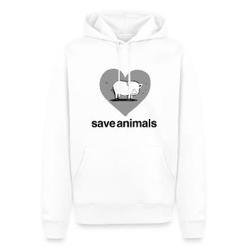 Rettet Tiere Herz Schwein tier - Männer Premium Bio Hoodie - Weiß - Vorne - Nico (187cm)