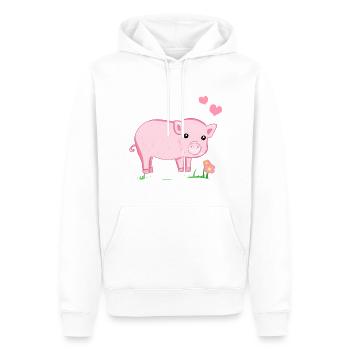Fleur de cœur rose doux de porc - Sweat à capuche Premium bio Homme - blanc - Devant - Nico (187cm)