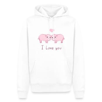 Schweine pärchen ich liebe dich - Männer Premium Bio Hoodie - Weiß - Vorne - Nico (187cm)