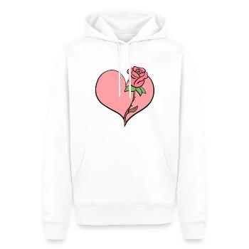 Rose Fleur Coeur Forme Symbole Rose - Sweat à capuche Premium bio Homme - blanc - Devant - Nico (187cm)