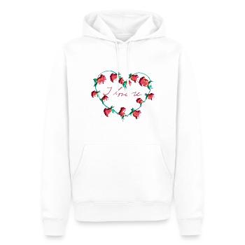 Plantes rouges Fleur de cœur Je t’aime - Sweat à capuche Premium bio Homme - blanc - Devant - Nico (187cm)