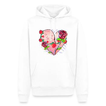 Heart Shape Symbol Pattern Roses Flowers Glitter Red - Men’s Premium Organic Hoodie - white - Front - Nico (187cm)