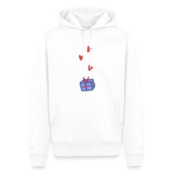 Symbole cadeau Noël Cœurs Bleu - Sweat à capuche Premium bio Homme - blanc - Devant - Nico (187cm)