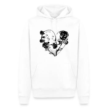 Coeur Forme Symbole Motif Roses Fleurs Paillettes - Sweat à capuche Premium bio Homme - blanc - Devant - Nico (187cm)