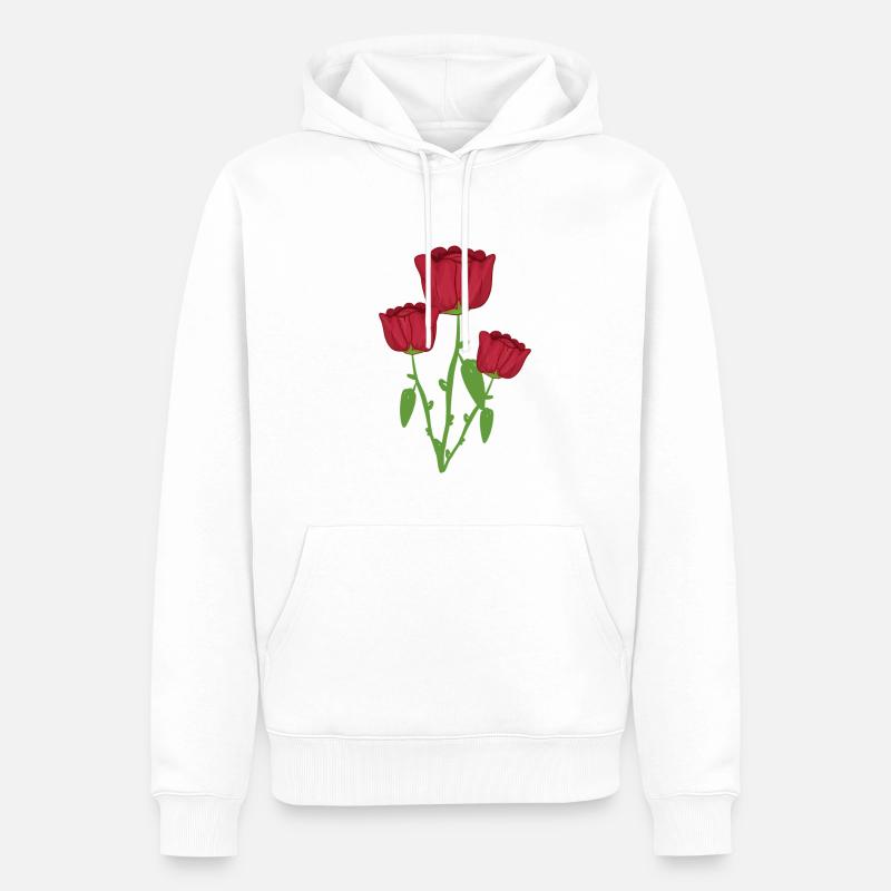 Trois Roses Fleur Végétale Rouge - Sweat à capuche Premium bio Homme - blanc