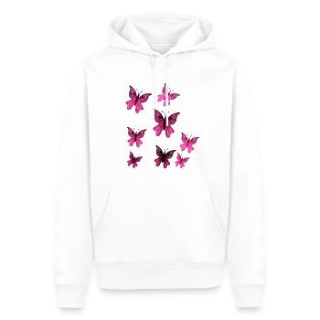schmetterling pink muster insekt tier schmetterlin - Männer Premium Bio Hoodie - Weiß - Vorne - Nico (187cm)