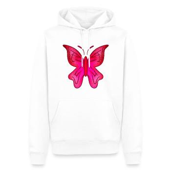 Papillon Symbole Rose Insecte Animal Paillettes - Sweat à capuche Premium bio Homme - blanc - Devant - Nico (187cm)
