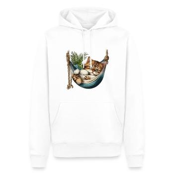 Chat dans un Hammock - Sweat à capuche Premium bio Homme - blanc - Devant - Nico (187cm)