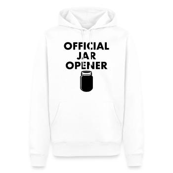 Ouvre-bocal officiel - Sweat à capuche Premium bio Homme - blanc - Devant - Nico (187cm)