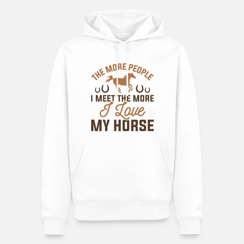J’aime mon cheval - Sweat à capuche Premium bio Homme - blanc