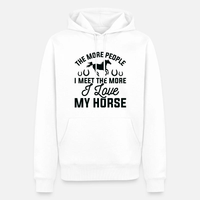 J’aime mon cheval - Sweat à capuche Premium bio Homme - blanc