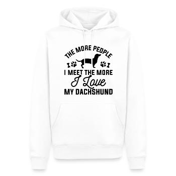 J’aime mon teckel - Sweat à capuche Premium bio Homme - blanc - Devant - Nico (187cm)