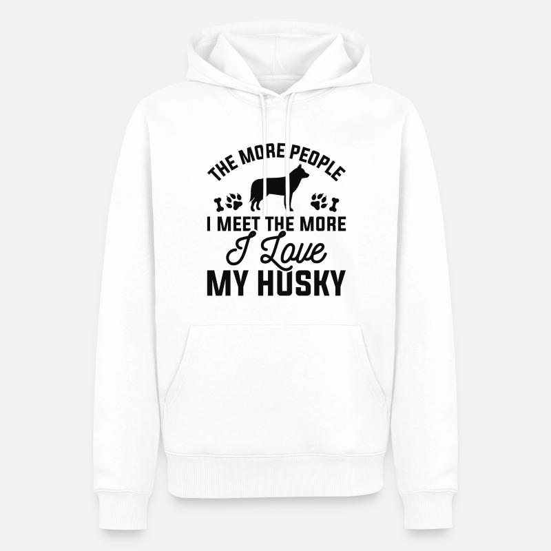 J'aime mon Husky - Sweat à capuche Premium bio Homme - blanc