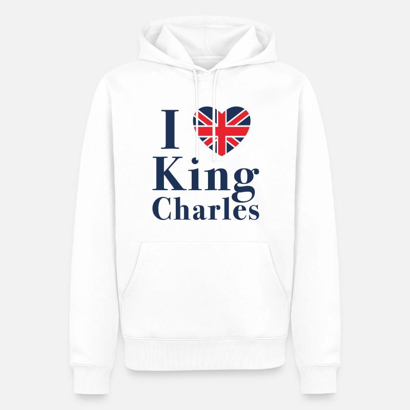 J’aime le roi Charles - Sweat à capuche Premium bio Homme - blanc