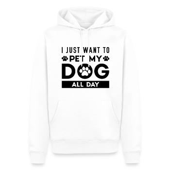Ich möchte nur meinen Hund den ganzen Tag streicheln - Männer Premium Bio Hoodie - Weiß - Vorne - Nico (187cm)