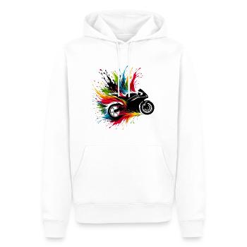 Moto Motard passion moto gp - Sweat à capuche Premium bio Homme - blanc - Devant - Nico (187cm)