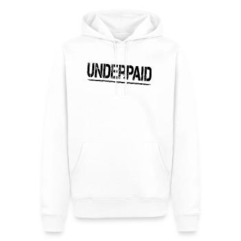 UNDERPAID - Unterbezahlt Gehalt - Männer Premium Bio Hoodie - Weiß - Vorne - Nico (187cm)